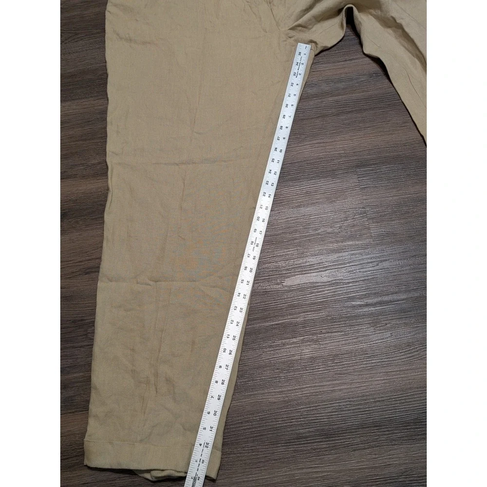 Polo Ralph Lauren‎ Mens Big and Tall 54x34 Tan 100% Linen Pleated Cuffed Pants